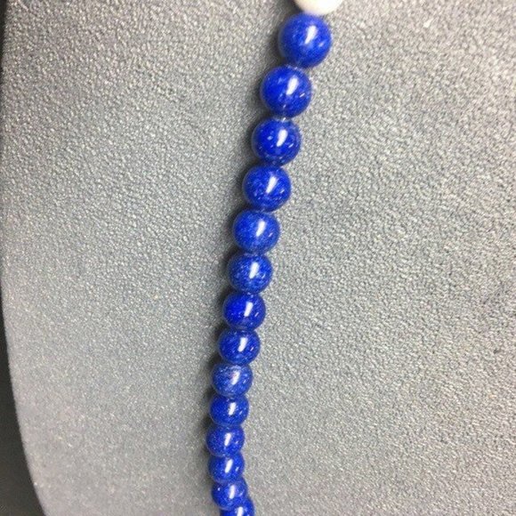 Shira Melody Magnolia Necklace Tassel Turquoise Blue Royal White Marbled BoHo - Picture 4 of 11